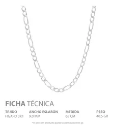 Cadena Plata 925 Fígaro 3x1 para Hombre 65cm - Imagen 5
