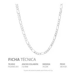 Cadena Plata .925 Figaro 3x1 Para Hombre 70cm Estilo Clásico - Imagen 5