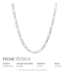 Cadena Plata 925 Figaro 3x1 para Hombre - Imagen 5
