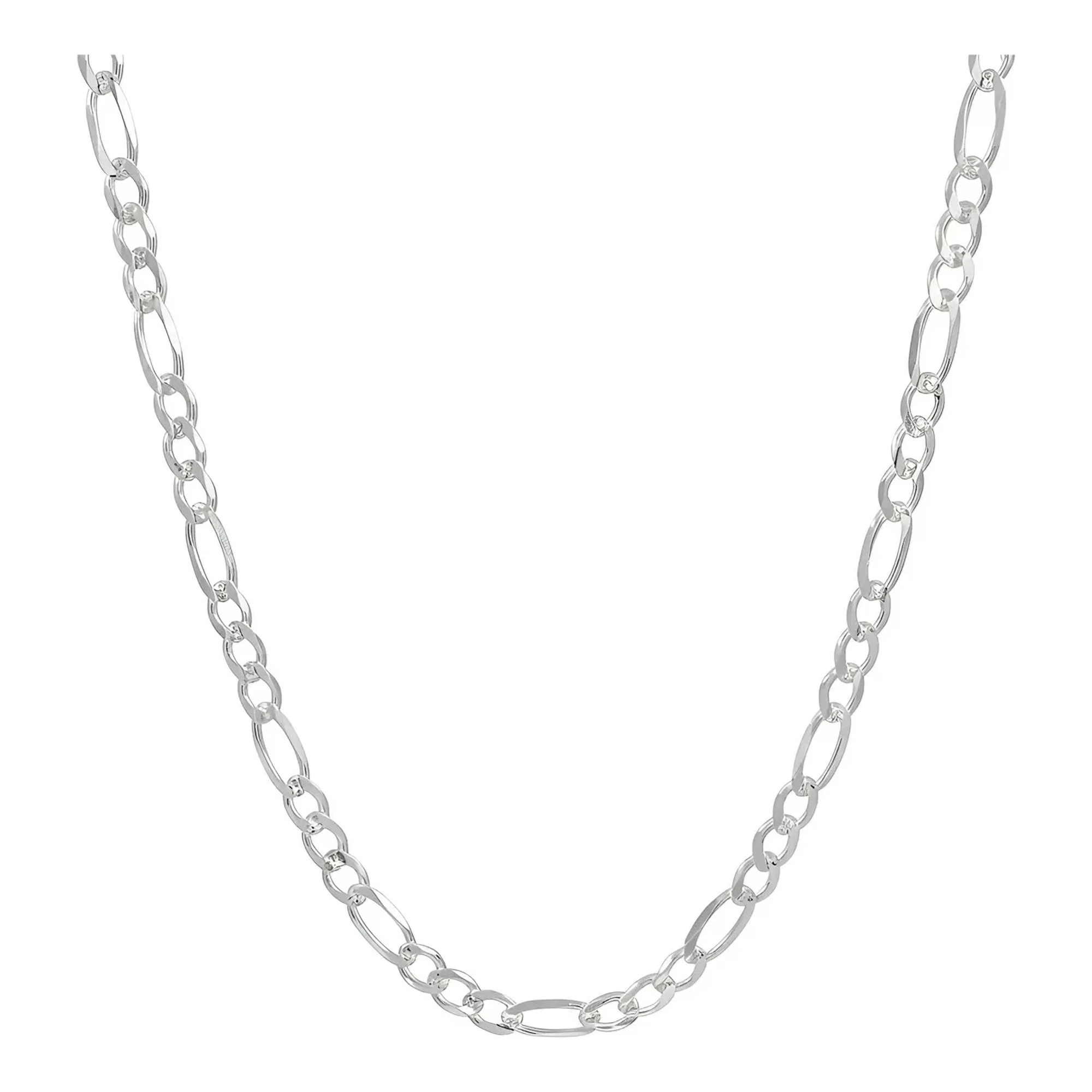 Cadena figaro 3x1 plata 925 mexicana para hombre, acabado diamantado brillante, eslabones de 9mm de ancho y broche perico