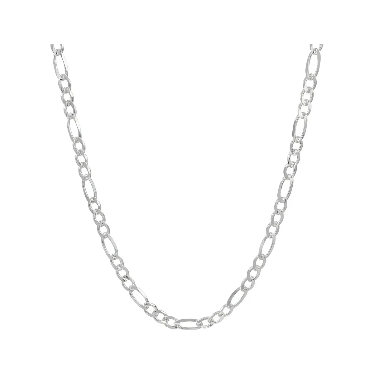 Cadena Plata .925 Figaro diamantada para hombre, 60cm de largo, 9mm de ancho. Collar de plata para hombre, diseño 3x1.