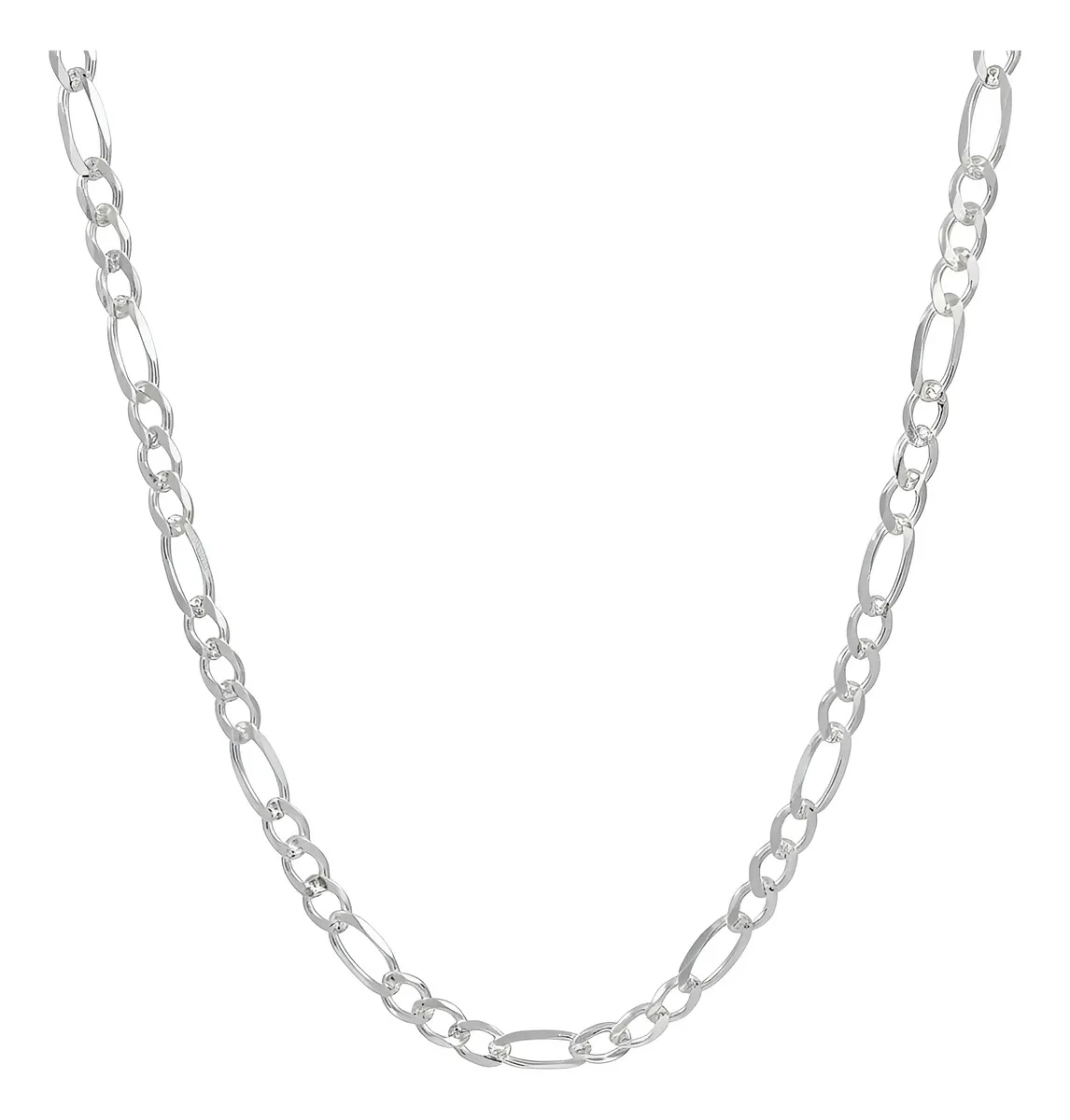 Cadena Plata .925 Figaro diamantada para hombre, 60cm de largo, 9mm de ancho. Collar de plata para hombre, diseño 3x1.