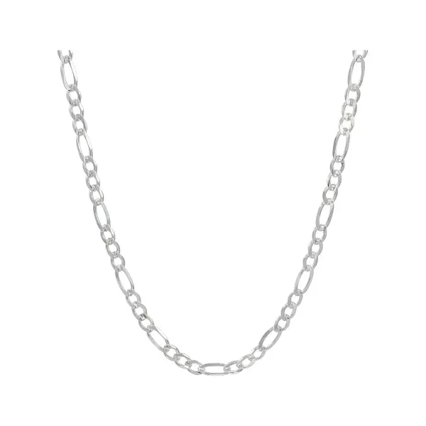 Cadena Plata 925 Figaro Diamantada Hombre 60cm - Imagen 1