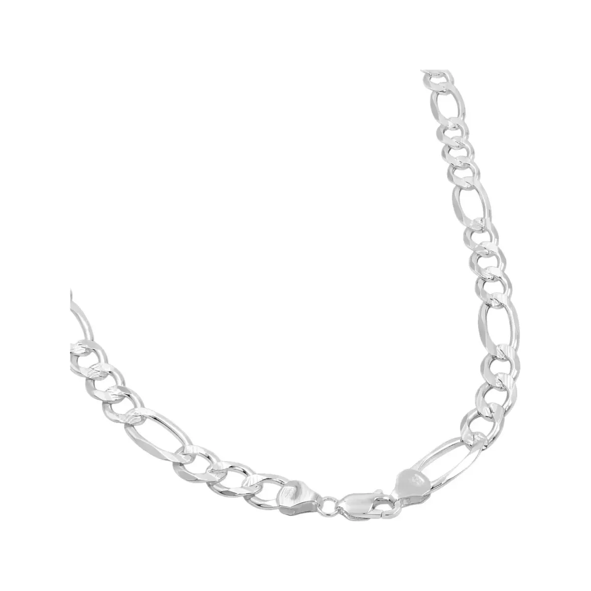 Cadena Plata 925 Figaro Diamantada Hombre 60cm - Imagen 3