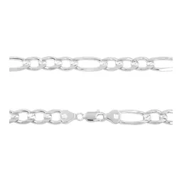 Cadena Plata 925 Figaro Diamantada Hombre 60cm - Imagen 4