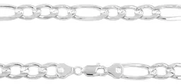 Cadena Plata 925 Figaro Diamantada Hombre 60cm - Imagen 4