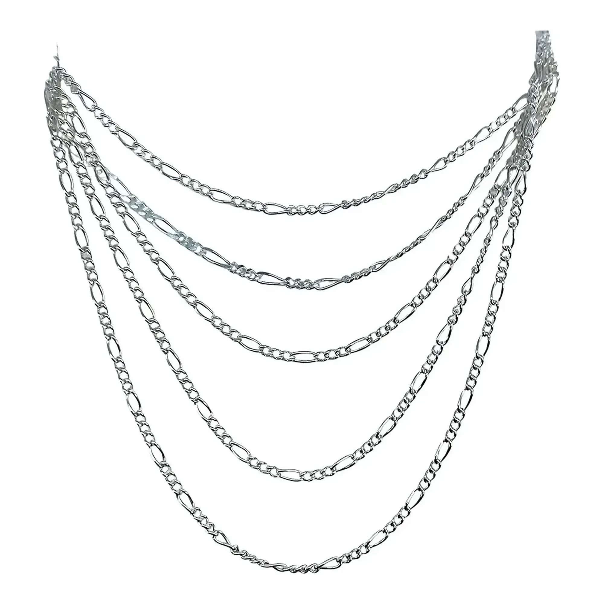 Cadena figaro 3x1 plata fina 925 mexicana eslabon pulido liso 55 cm broche bandola brillante para dije
