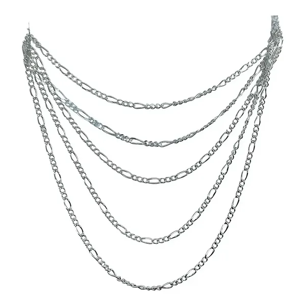 Cadena Plata 925 Ley .925 Diseño Figaro 50 cm para Dije Uso Diario - Imagen 1