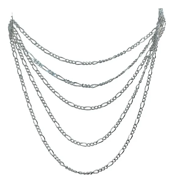 Cadena Plata 925 Ley .925 Diseño Figaro 50 cm para Dije Uso Diario - Imagen 1