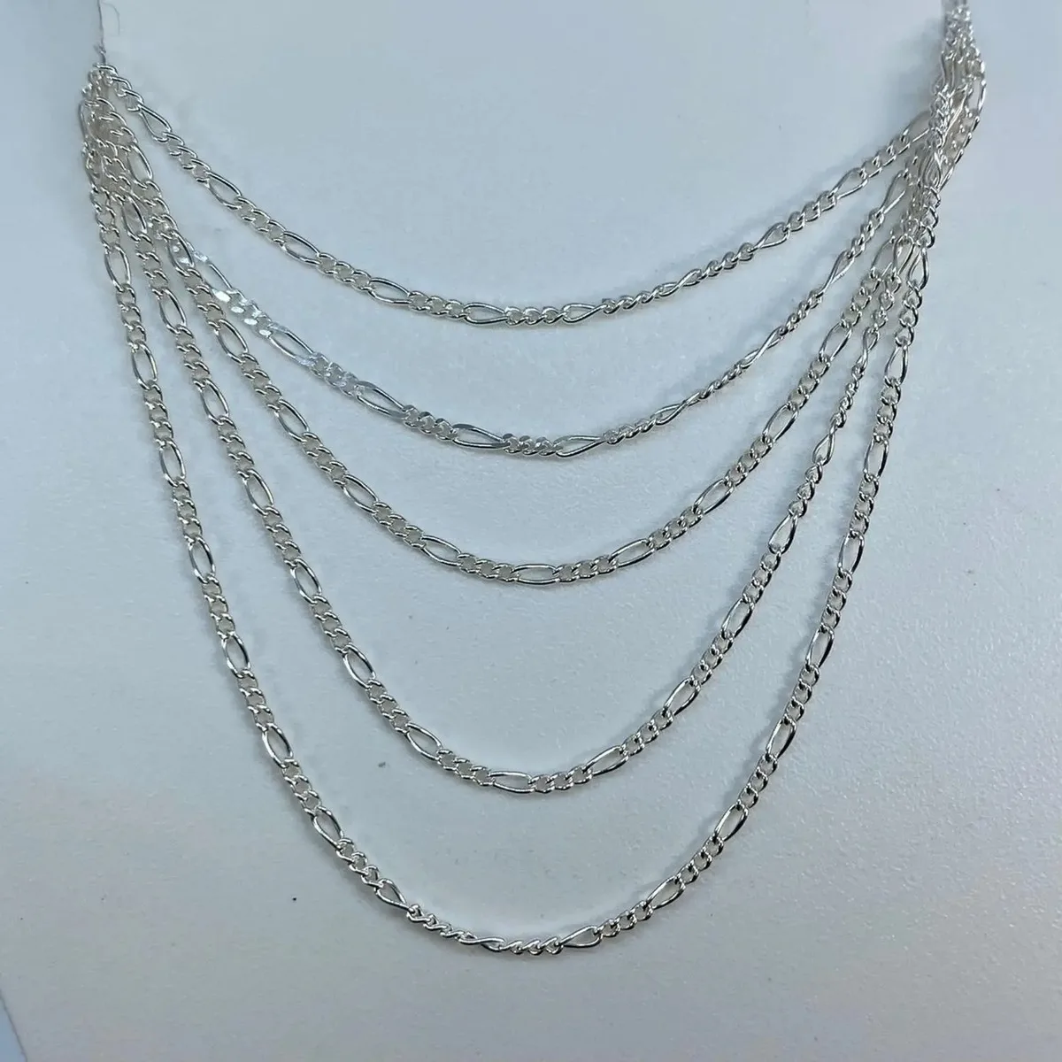 Cadena Plata 925 Ley .925 Diseño Figaro 50 cm para Dije Uso Diario - Imagen 1