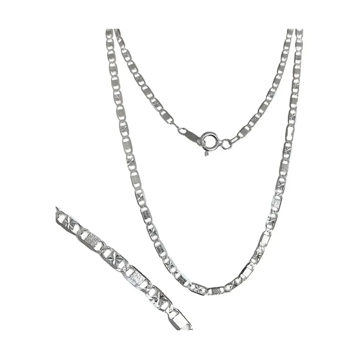 Cadena de Plata 925 Marinera Diamantada 40cm Joyaris joyería fina mexicana