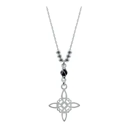 Cadena Plata 925 Nudo Bruja Ojo Turco con Zirconia Negra 50cm - Imagen 1