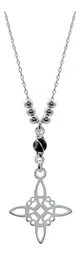 Cadena Plata 925 Nudo Bruja Ojo Turco con Zirconia Negra 50cm - Imagen 1