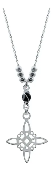 Cadena Plata 925 Nudo Bruja Ojo Turco con Zirconia Negra 50cm - Imagen 1