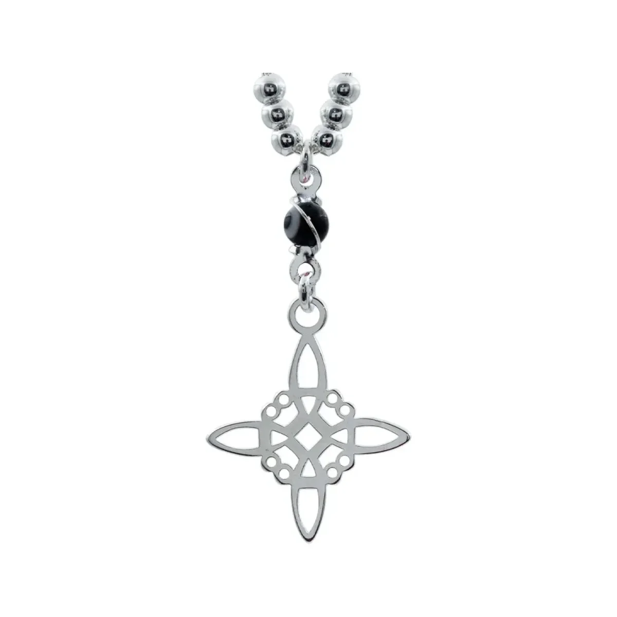 Cadena Plata 925 Nudo Bruja Ojo Turco con Zirconia Negra 50cm - Imagen 2