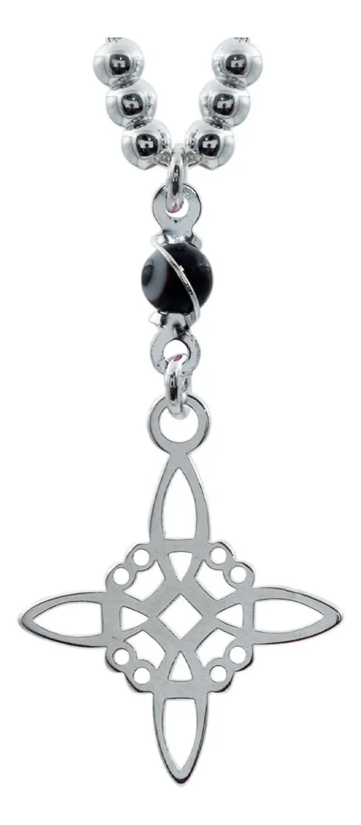 Cadena Plata 925 Nudo Bruja Ojo Turco con Zirconia Negra 50cm - Imagen 1