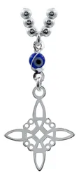 Cadena Plata 925 Nudo Bruja Ojo Turco Zirconia Azul 50cm - Imagen 2