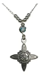 Cadena Plata .925 Nudo Bruja Ojo Turco Zirconia Azul 50cm - Imagen 1