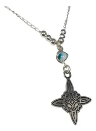 Cadena Plata .925 Nudo Bruja Ojo Turco Zirconia Azul 50cm - Imagen 2
