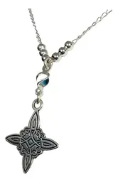 Cadena Plata .925 Nudo Bruja Ojo Turco Zirconia Azul 50cm - Imagen 3