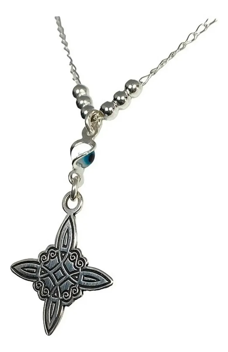 Cadena Plata .925 Nudo Bruja Ojo Turco Zirconia Azul 50cm - Imagen 3