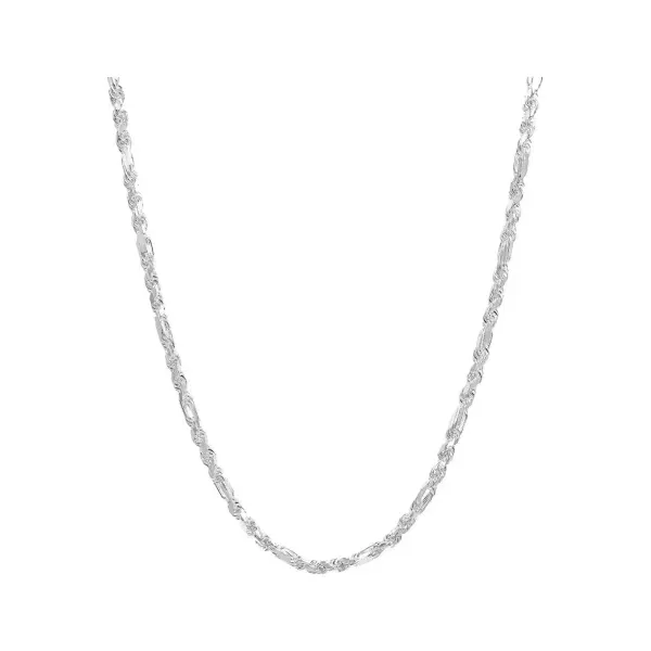 Cadena Plata 925 Sólida Torzal Fígaro 55cm Unisex - Imagen 1