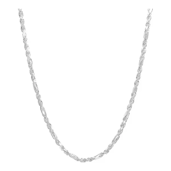 Cadena Plata 925 Sólida Torzal Fígaro 55cm Unisex - Imagen 1