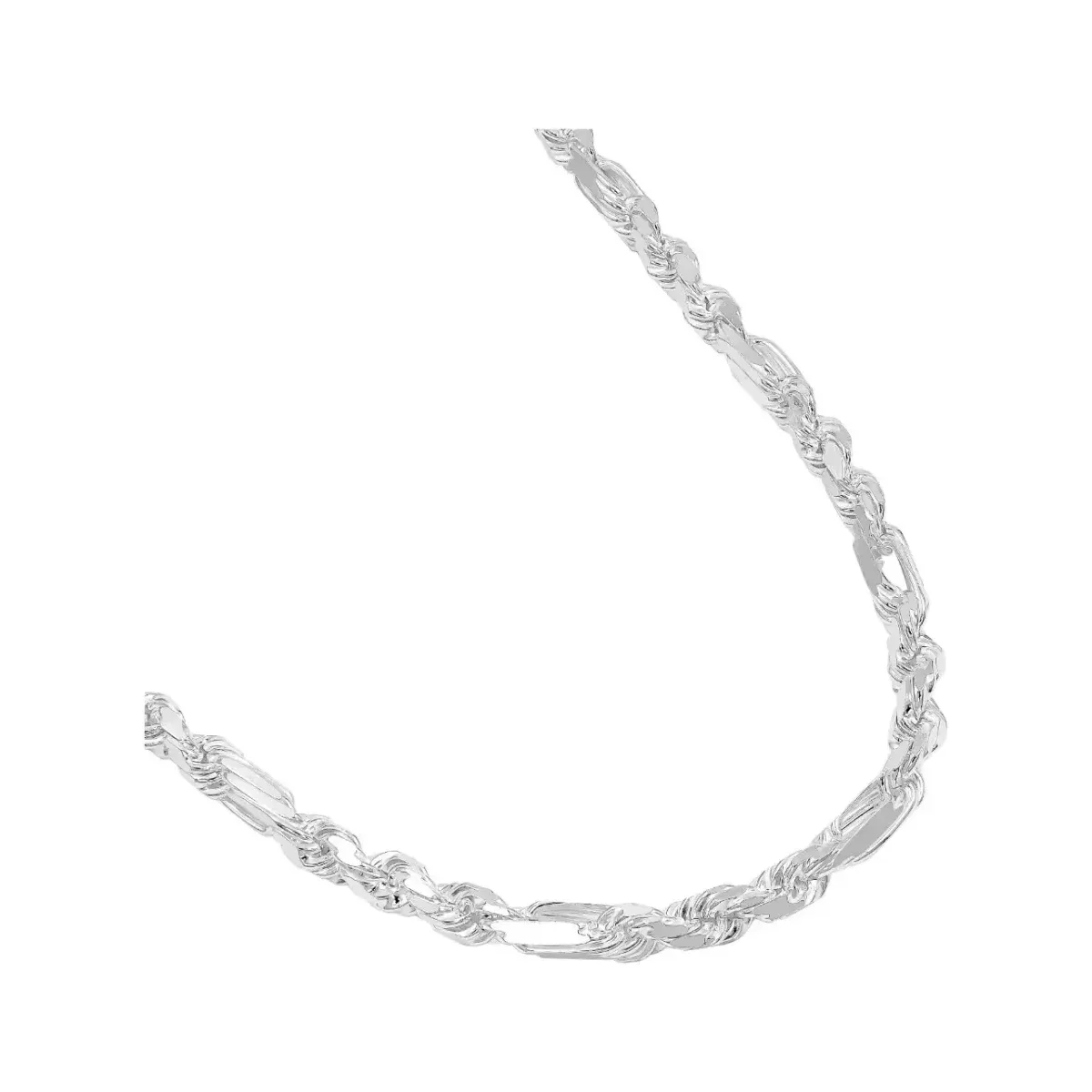 Cadena Plata 925 Sólida Torzal Fígaro 55cm Unisex - Imagen 2