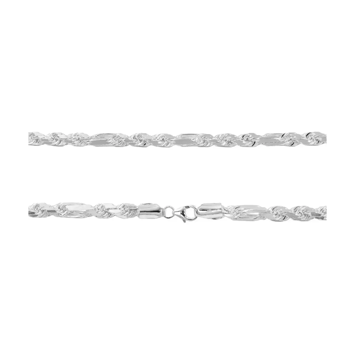 Cadena Plata 925 Sólida Torzal Fígaro 55cm Unisex - Imagen 3