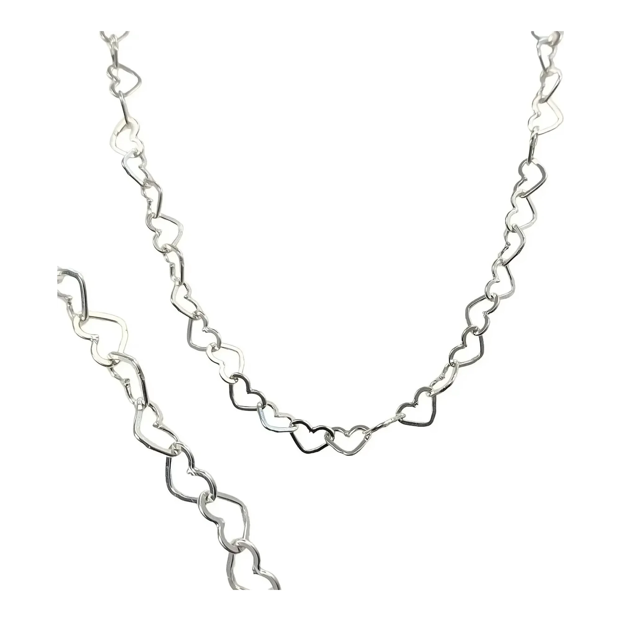Cadena Plata 925 Tejido Corazón Unisex 60cm