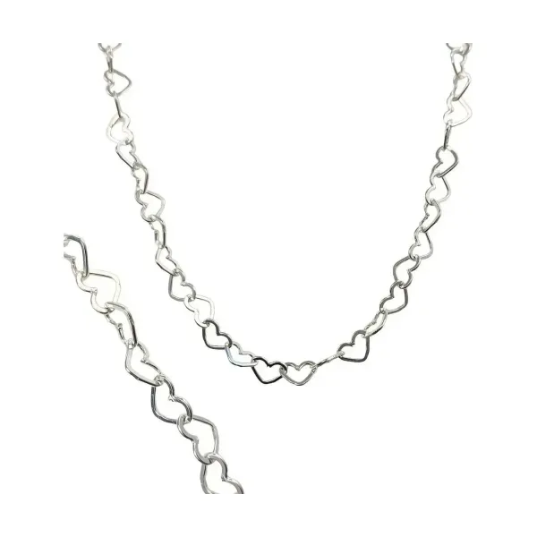 Cadena Plata 925 Tejido Corazón Unisex 60cm - Imagen 1