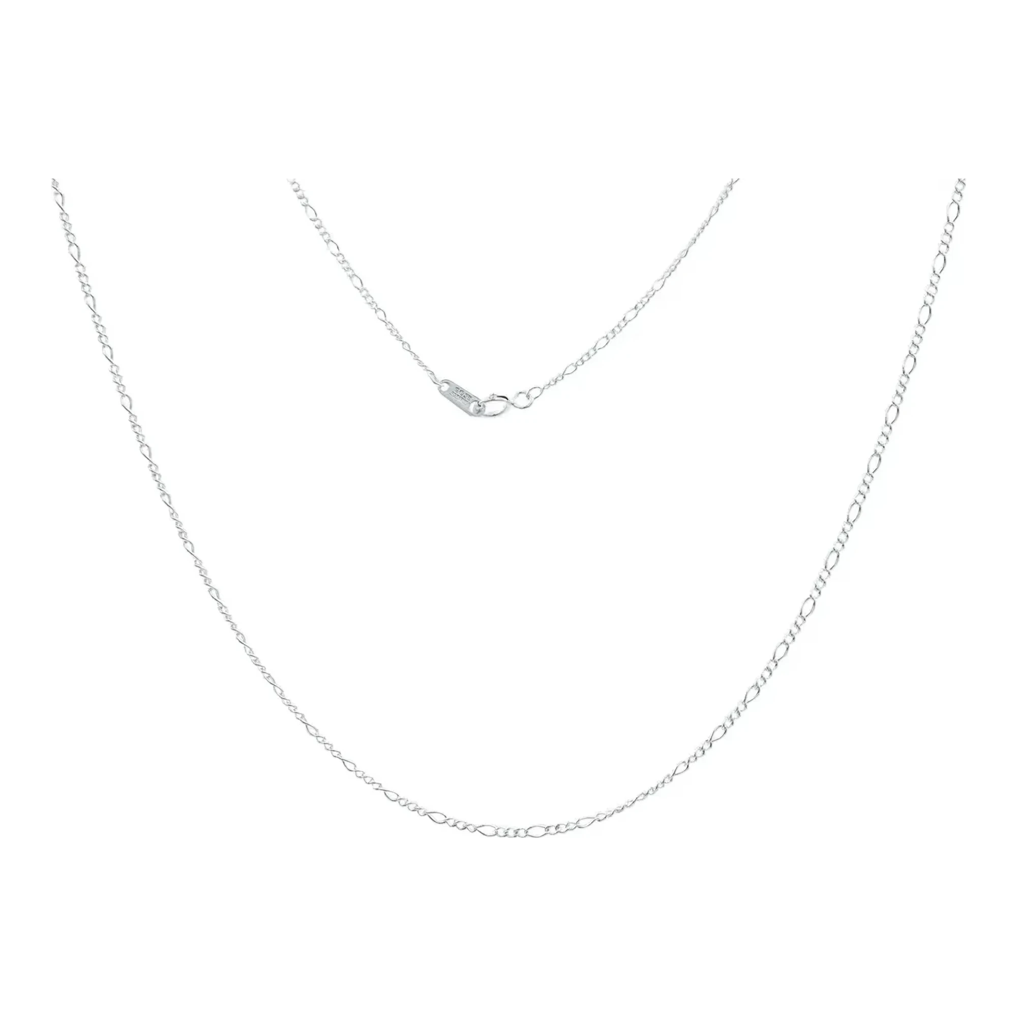 Cadena Figaro 3x1 de plata .925 nacional brillante, gargantilla de 40 cm y 2 mm con broche de bandola para dije unisex