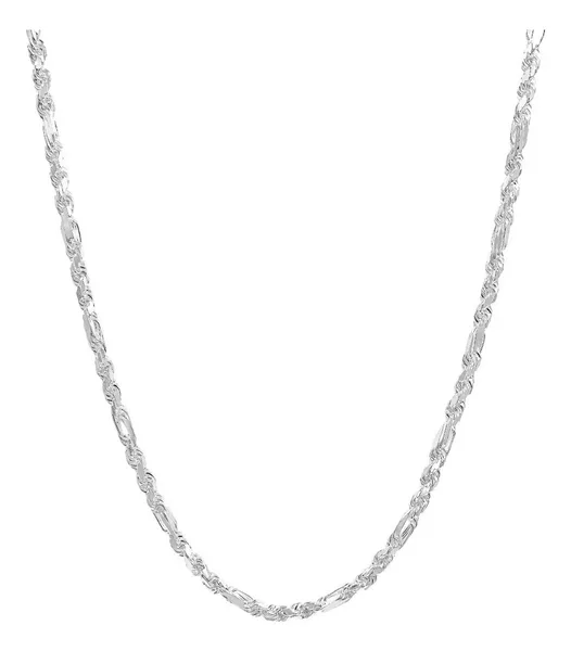 Cadena Plata 925 Torzal Fígaro Sólida 60cm Unisex - Imagen 1