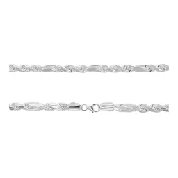 Cadena Plata 925 Torzal Fígaro Sólida 60cm Unisex - Imagen 3