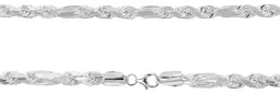 Cadena Plata 925 Torzal Fígaro Sólida 60cm Unisex - Imagen 3