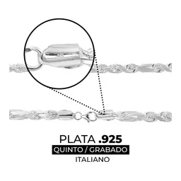 Cadena Plata 925 Torzal Fígaro Sólida 60cm Unisex - Imagen 4