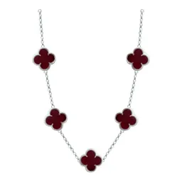 Cadena Plata 925 Trébol Esmaltado Vino 65cm - Imagen 1