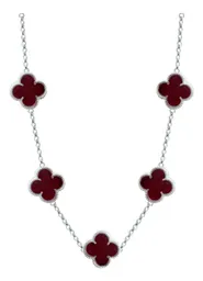 Cadena Plata 925 Trébol Esmaltado Vino 65cm - Imagen 1