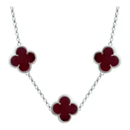 Cadena Plata 925 Trébol Esmaltado Vino 65cm - Imagen 2