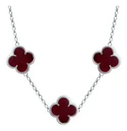 Cadena Plata 925 Trébol Esmaltado Vino 65cm - Imagen 2