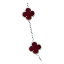 Cadena Plata 925 Trébol Esmaltado Vino 65cm - Imagen 3
