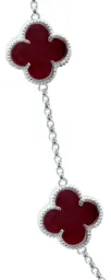 Cadena Plata 925 Trébol Esmaltado Vino 65cm - Imagen 3