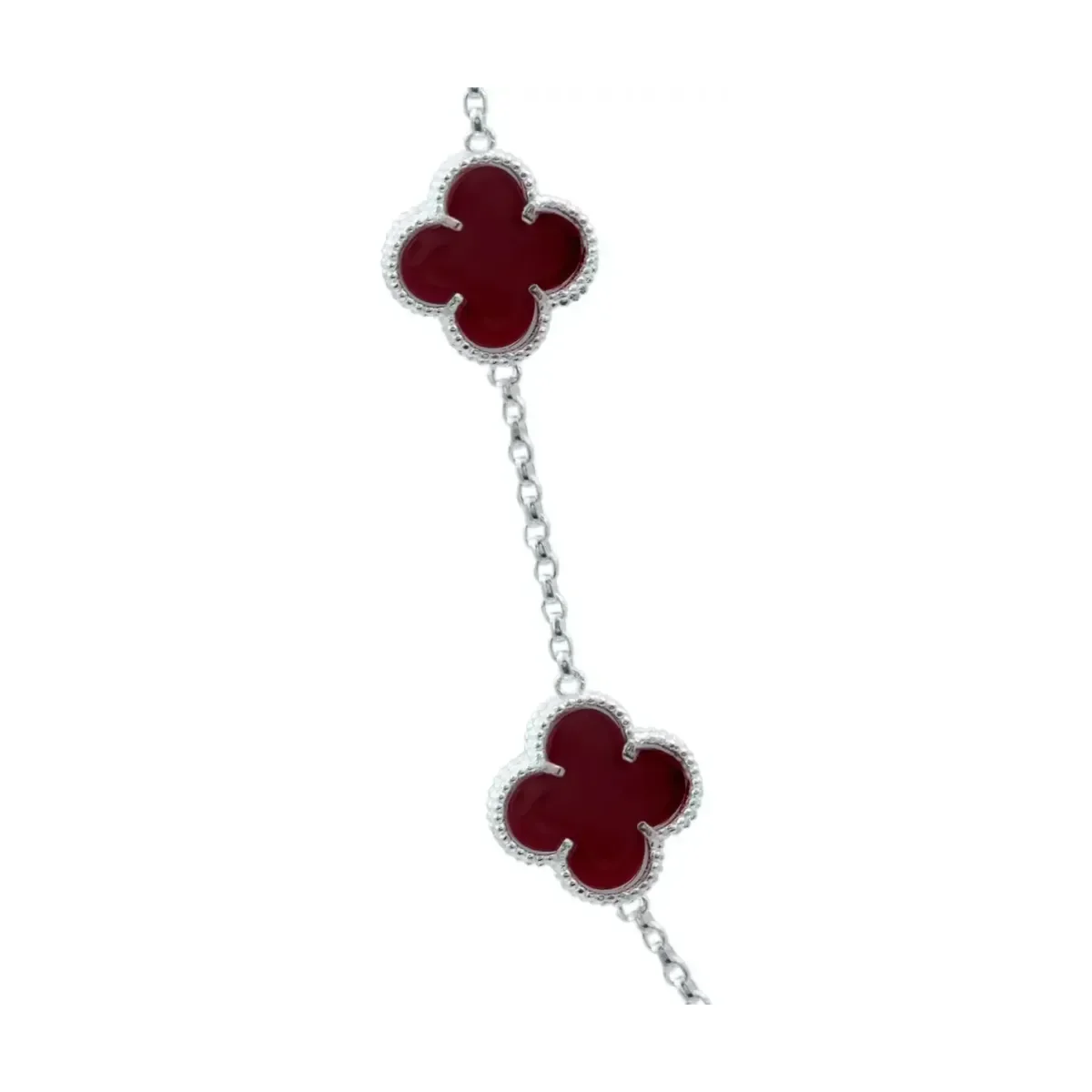 Cadena Plata 925 Trébol Esmaltado Vino 65cm - Imagen 3