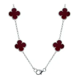 Cadena Plata 925 Trébol Esmaltado Vino 65cm - Imagen 4