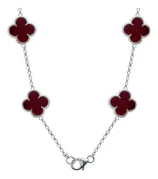Cadena Plata 925 Trébol Esmaltado Vino 65cm - Imagen 4