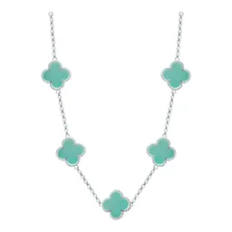 Cadena Plata 925 Tréboles Esmaltados Menta 65cm - Imagen 1