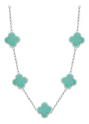 Cadena Plata 925 Tréboles Esmaltados Menta 65cm - Imagen 1