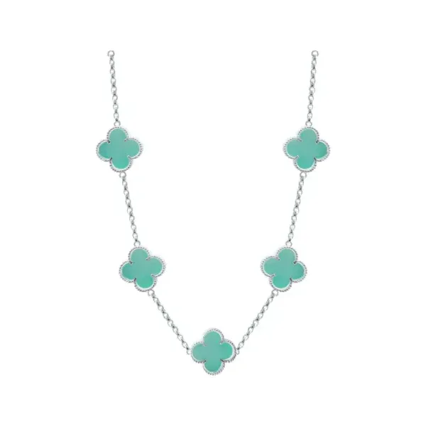 Cadena Plata 925 Tréboles Esmaltados Menta 65cm - Imagen 1