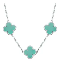 Cadena Plata 925 Tréboles Esmaltados Menta 65cm - Imagen 2