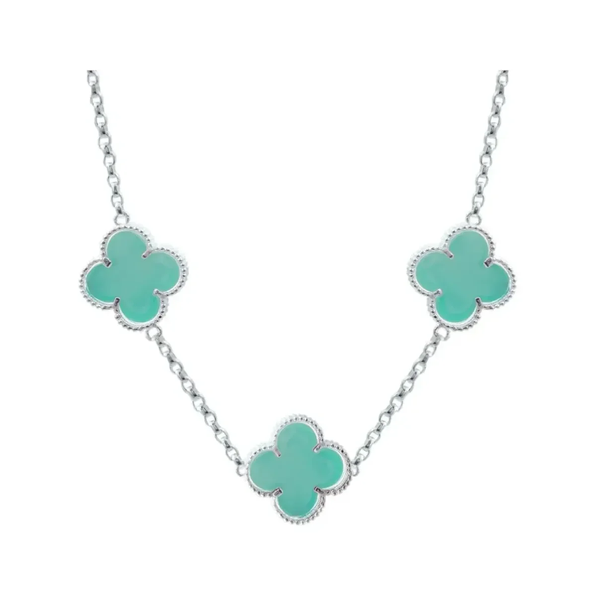 Cadena Plata 925 Tréboles Esmaltados Menta 65cm - Imagen 2